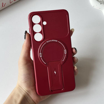 Carbon Fiber Texture MagSafe Phone Case with Holder