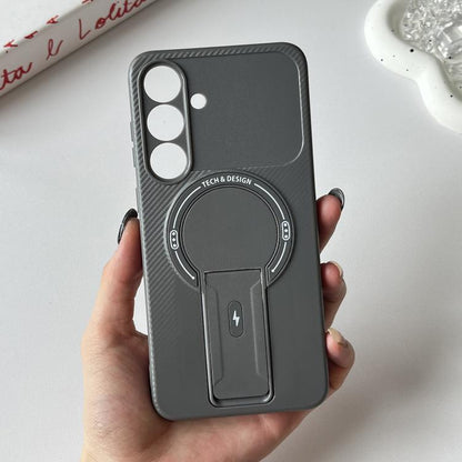 Carbon Fiber Texture MagSafe Phone Case with Holder