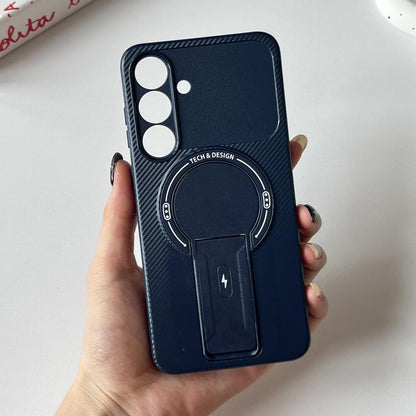 Carbon Fiber Texture MagSafe Phone Case with Holder