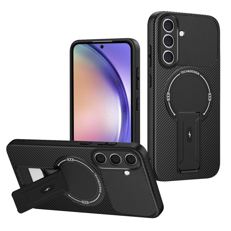 Carbon Fiber Texture MagSafe Phone Case with Holder