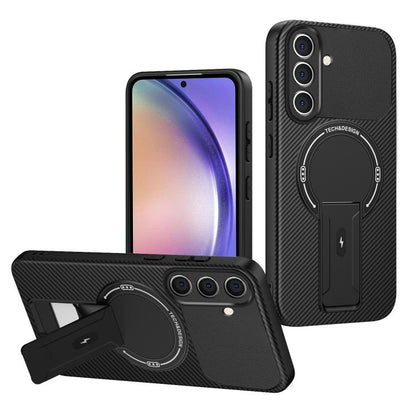 Carbon Fiber Texture MagSafe Phone Case with Holder