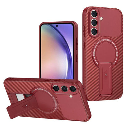 Carbon Fiber Texture MagSafe Phone Case with Holder