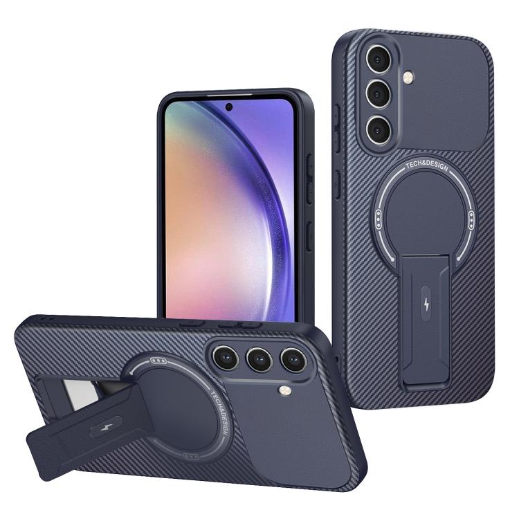 Carbon Fiber Texture MagSafe Phone Case with Holder