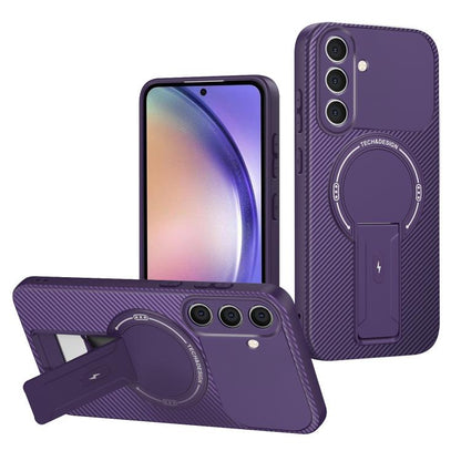 Carbon Fiber Texture MagSafe Phone Case with Holder