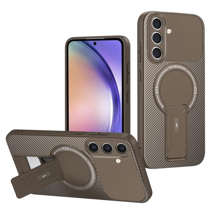 Carbon Fiber Texture MagSafe Phone Case with Holder