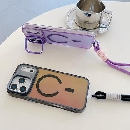Gradient Discolor MagSafe Phone Case with Holder / Wrist Strap