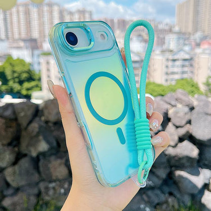Gradient Discolor MagSafe Phone Case with Holder / Wrist Strap