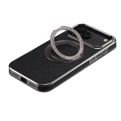 Denior A23 Magnetic Holder Electroplating Genuine Leather Phone Case