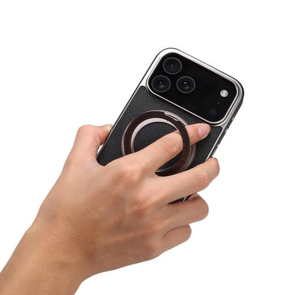 Denior A23 Magnetic Holder Electroplating Genuine Leather Phone Case