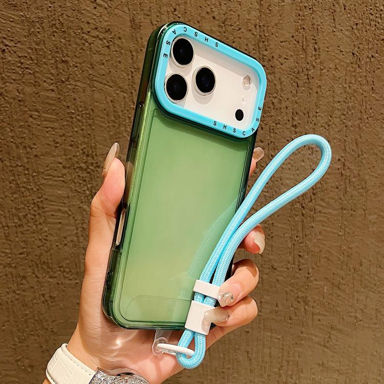 Color Contrast Lens Frame Transparent TPU Phone Case with Lanyard
