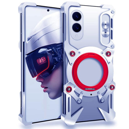 Rotating Bracket Hollow Metal Phone Case with Lanyard