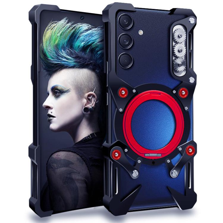 Rotating Bracket Hollow Metal Phone Case with Lanyard