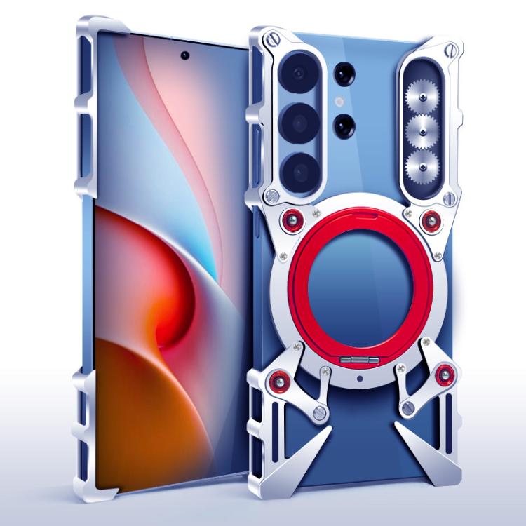 Rotating Bracket Hollow Metal Phone Case with Lanyard