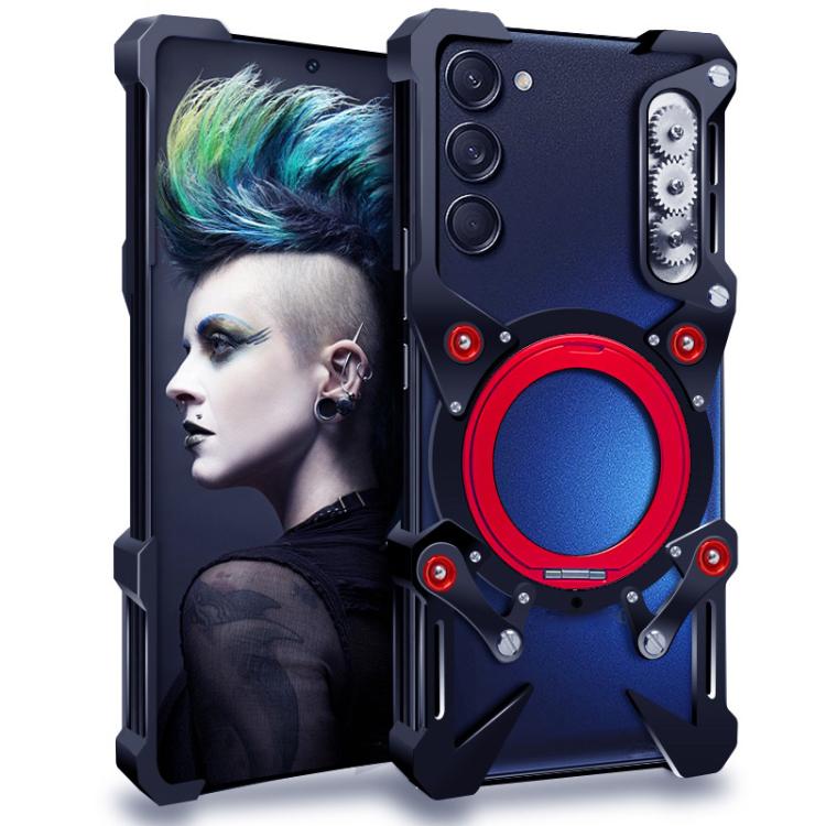 Rotating Bracket Hollow Metal Phone Case with Lanyard