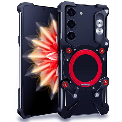 Rotating Bracket Hollow Metal Phone Case with Lanyard