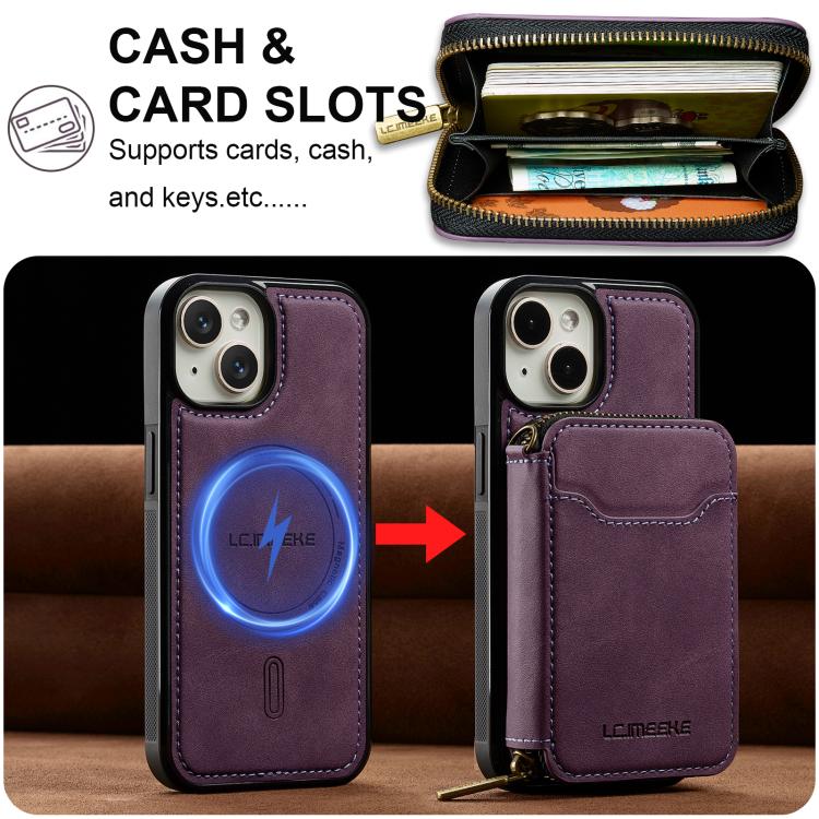 LC.IMEEKE L6 Series Zipper Card Bag MagSafe Magnetic Phone Case