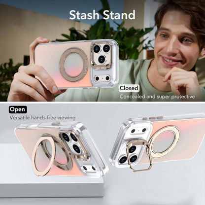 Gradient Discolor Rotating Holder Lens Kickstand Magsafe Phone Case