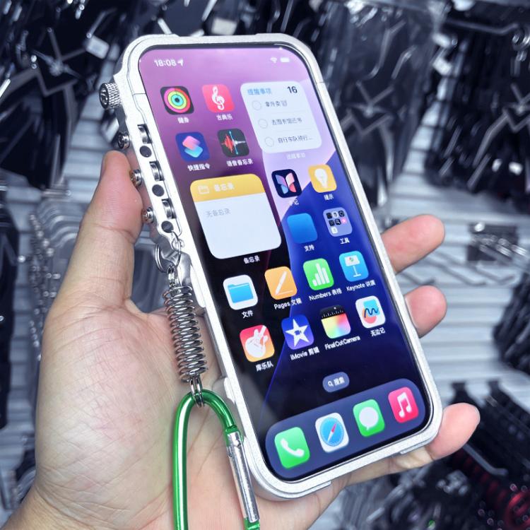 Trigger Design Hollow Metal Frame Phone Case with Lanyard