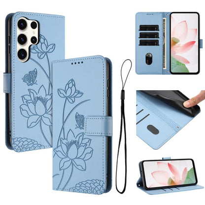 Lotus Embossed Leather Phone Case with Lanyard