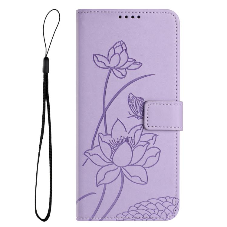 Lotus Embossed Leather Phone Case with Lanyard
