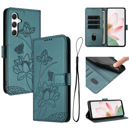 Lotus Embossed Leather Phone Case with Lanyard