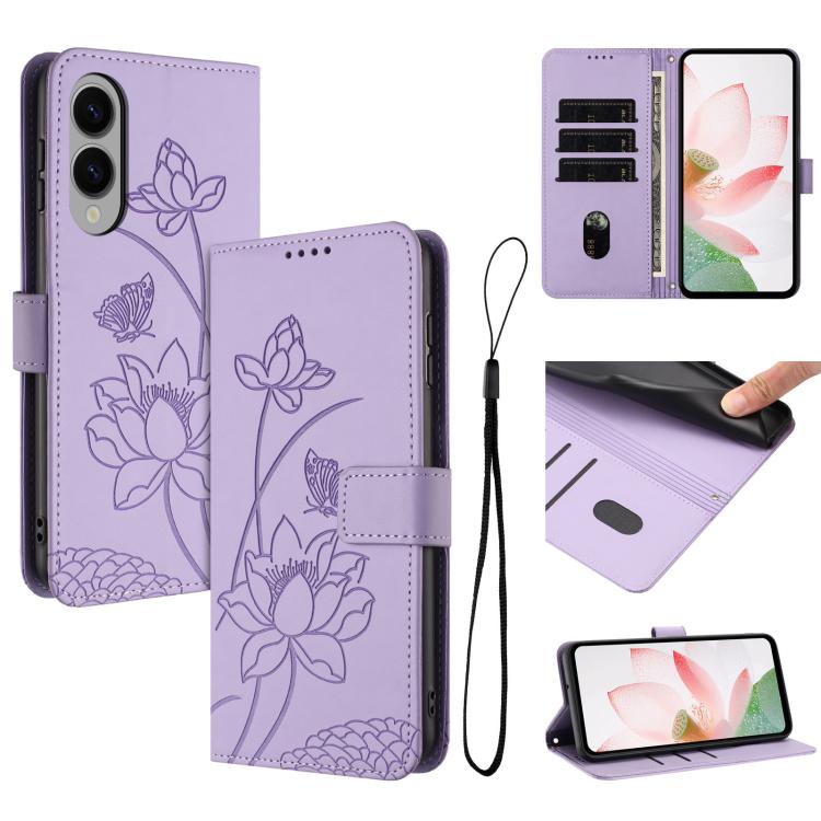 Lotus Embossed Leather Phone Case with Lanyard