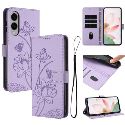 Lotus Embossed Leather Phone Case with Lanyard