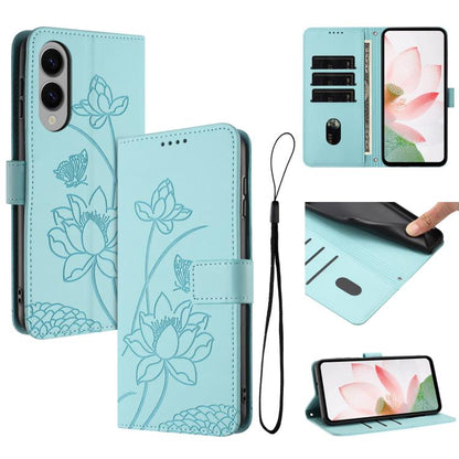 Lotus Embossed Leather Phone Case with Lanyard