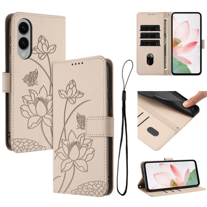 Lotus Embossed Leather Phone Case with Lanyard