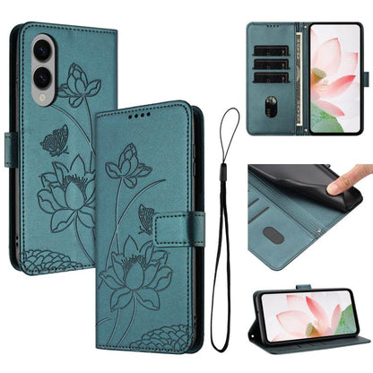 Lotus Embossed Leather Phone Case with Lanyard