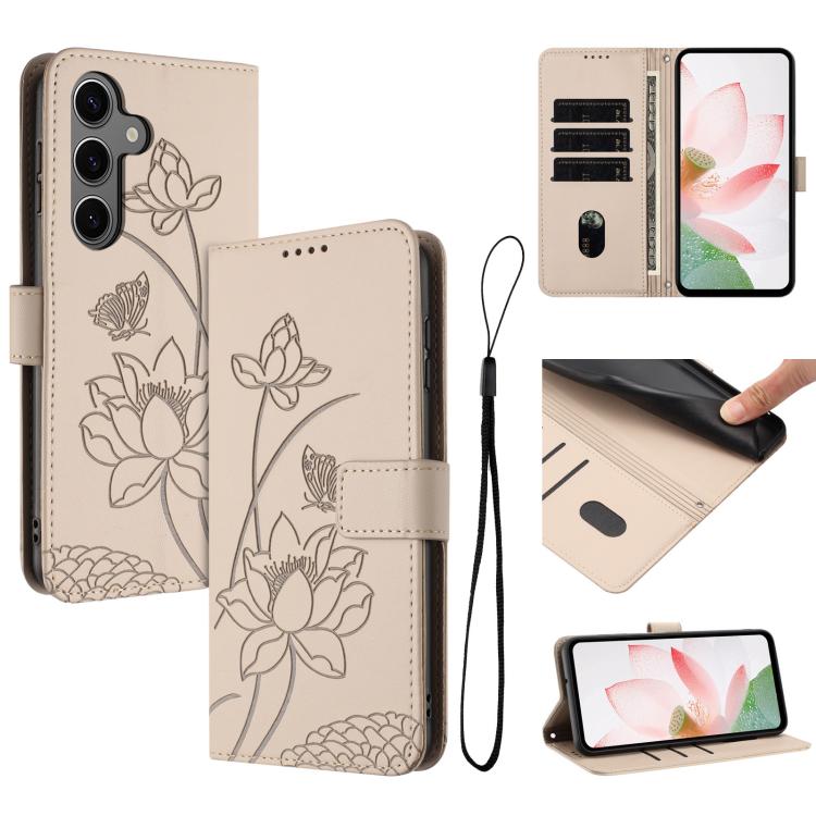 Lotus Embossed Leather Phone Case with Lanyard