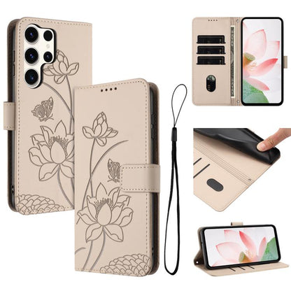 Lotus Embossed Leather Phone Case with Lanyard