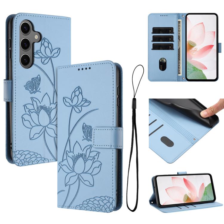 Lotus Embossed Leather Phone Case with Lanyard