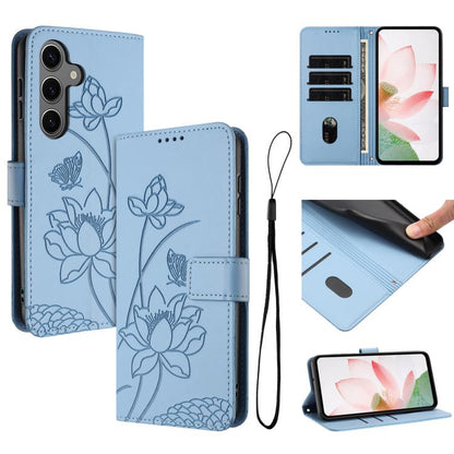 Lotus Embossed Leather Phone Case with Lanyard