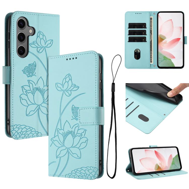 Lotus Embossed Leather Phone Case with Lanyard