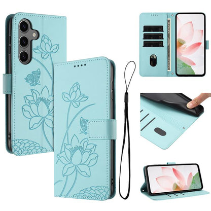 Lotus Embossed Leather Phone Case with Lanyard