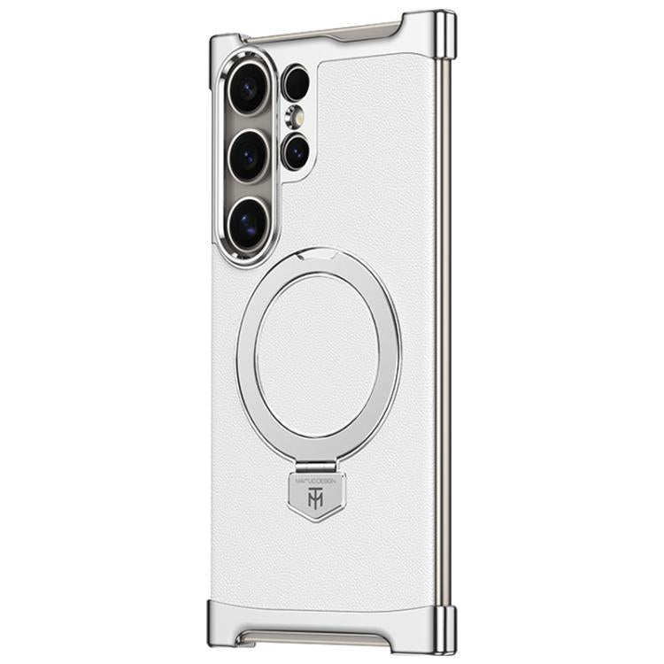 Borderless MagSafe Ring Holder Plain Leather Phone Case