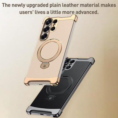 Borderless MagSafe Ring Holder Plain Leather Phone Case