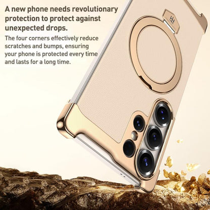 Borderless MagSafe Ring Holder Plain Leather Phone Case