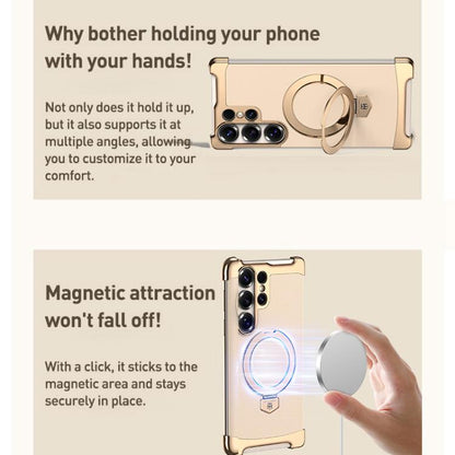 Borderless MagSafe Ring Holder Plain Leather Phone Case