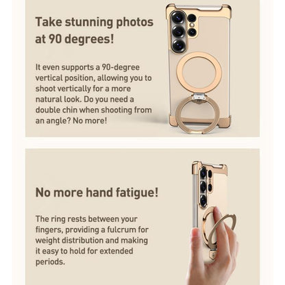 Borderless MagSafe Ring Holder Plain Leather Phone Case