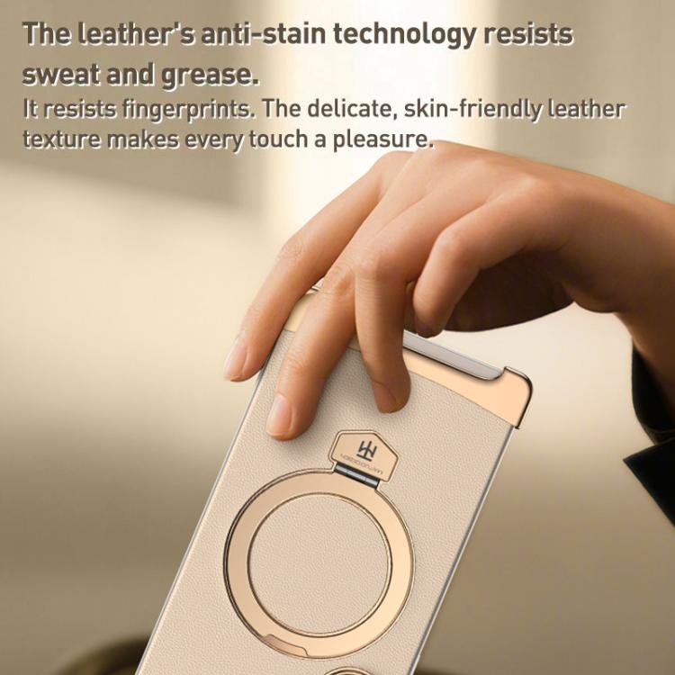 Borderless MagSafe Ring Holder Plain Leather Phone Case