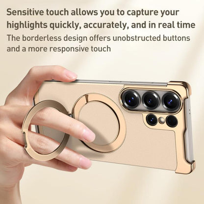 Borderless MagSafe Ring Holder Plain Leather Phone Case