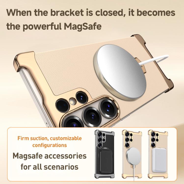 Borderless MagSafe Ring Holder Plain Leather Phone Case