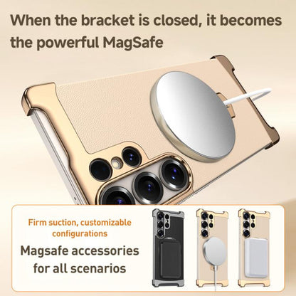 Borderless MagSafe Ring Holder Plain Leather Phone Case