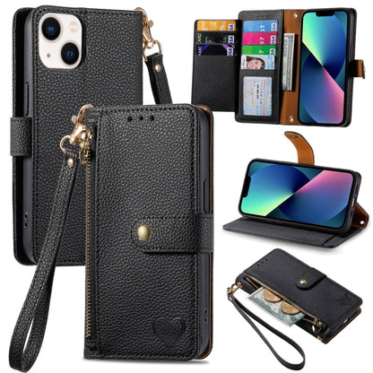Love Zipper Lanyard Leather Phone Case