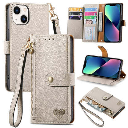 Love Zipper Lanyard Leather Phone Case