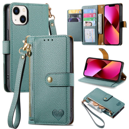 Love Zipper Lanyard Leather Phone Case