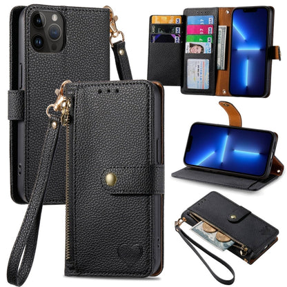Love Zipper Lanyard Leather Phone Case