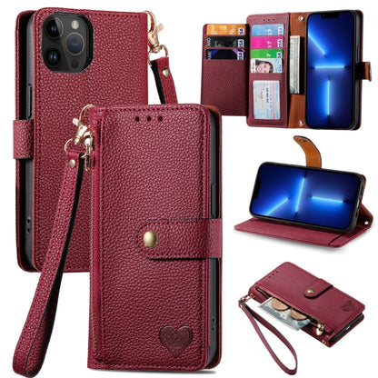 Love Zipper Lanyard Leather Phone Case